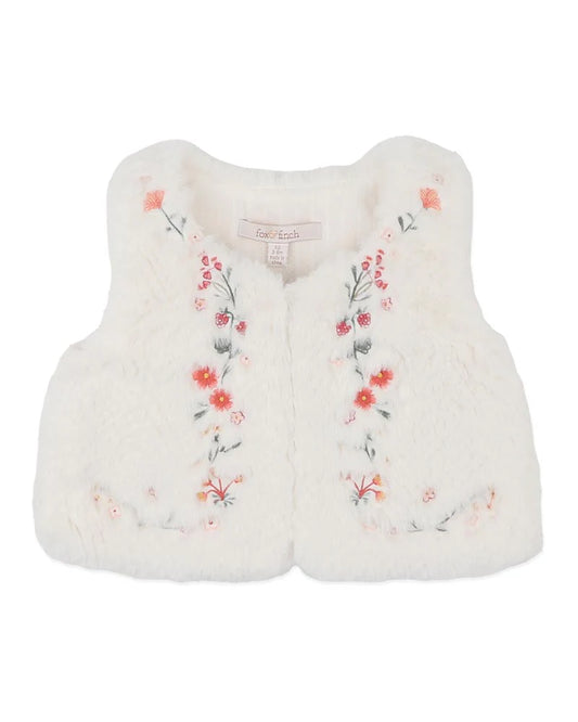 Bebe By Minihaha / Orchard Bloom Emb Faux Fur Vest