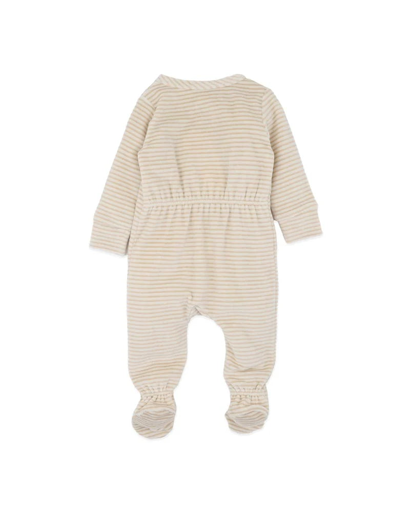 Bebe By Minihaha / Hunter Stripe Velour Zip Onesie