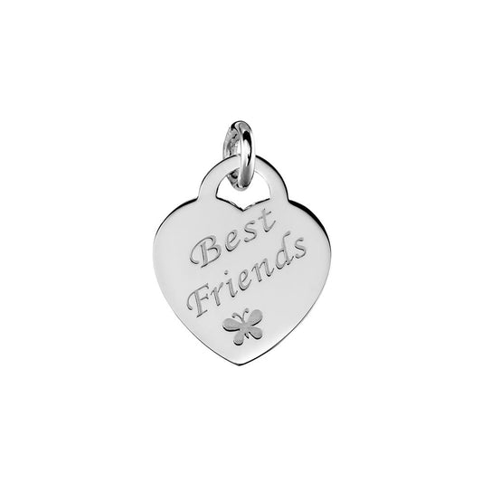 Tiny Treasures / Sterling Silver Flat Heart Necklace with engraved ‘Best Friends’