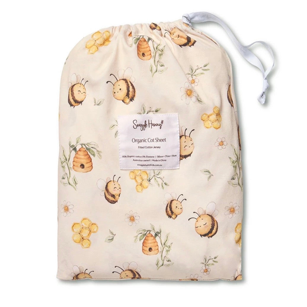Snuggle Hunny / Fitted Cot Sheet - Bumblebees