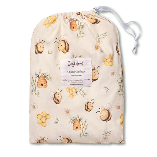 Snuggle Hunny / Fitted Cot Sheet - Bumblebees