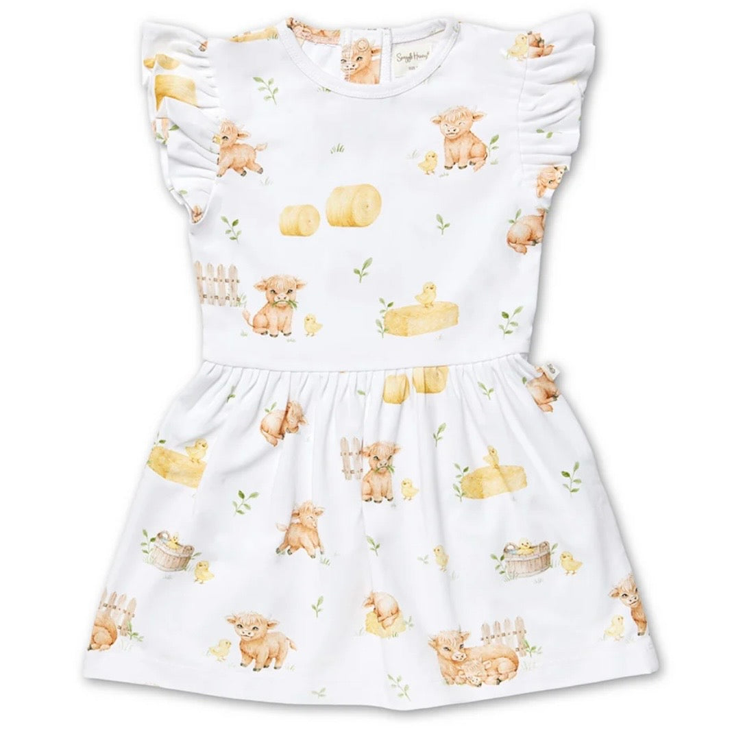 Snuggle Hunny / Short Sleeve Dress with Frill - Highland Cows
