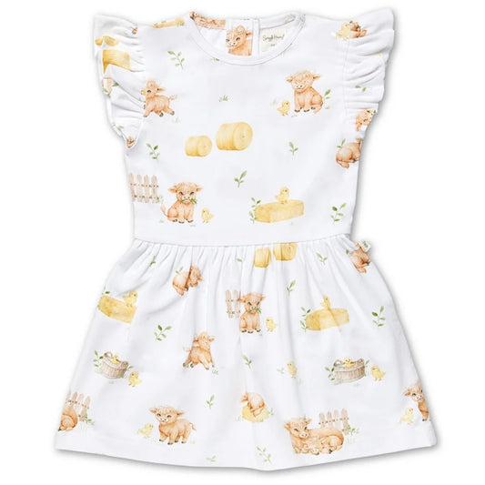 Snuggle Hunny / Short Sleeve Dress with Frill - Highland Cows