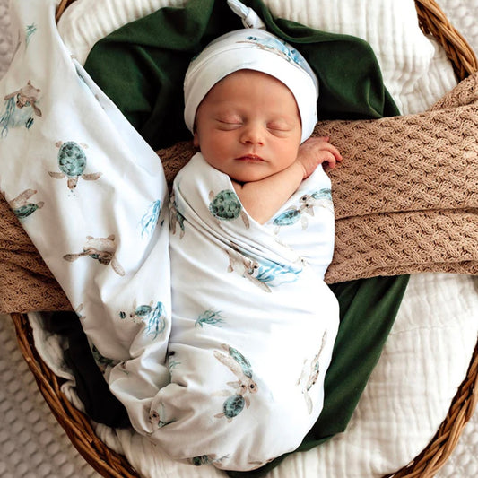 Snuggle Hunny / Jersey Wrap Set - Turtle