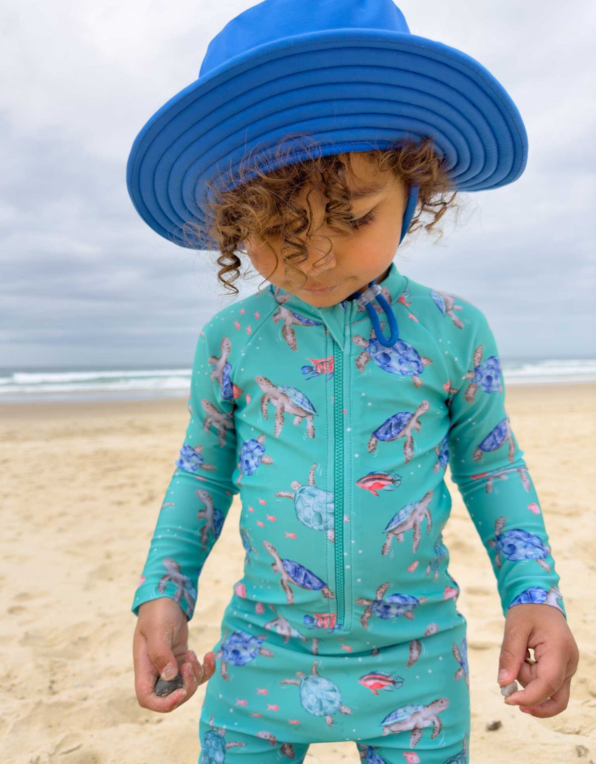 Purebaby / Long Sleeve Sun Suit - Sea Turtles