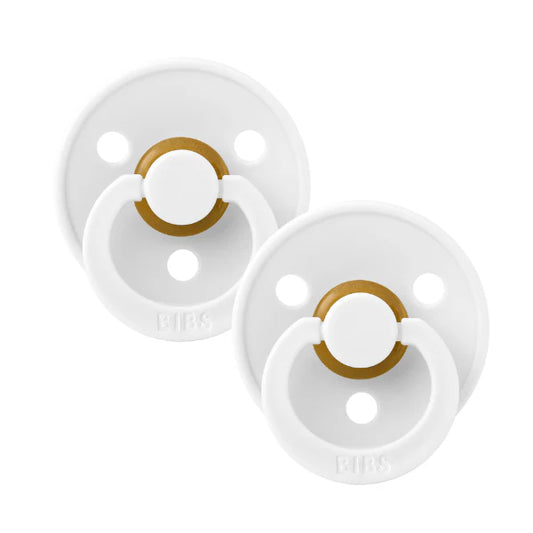 BIBS / Dummy Round Nipple 2 Pack - White