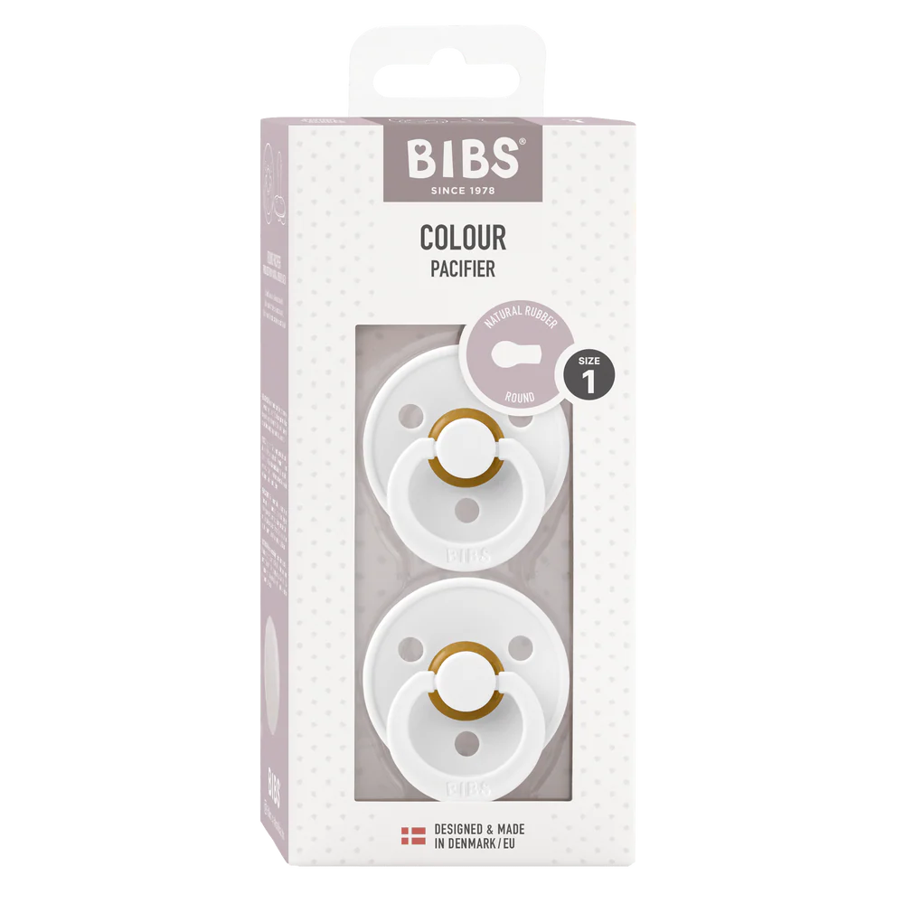 BIBS / Dummy Round Nipple 2 Pack - White
