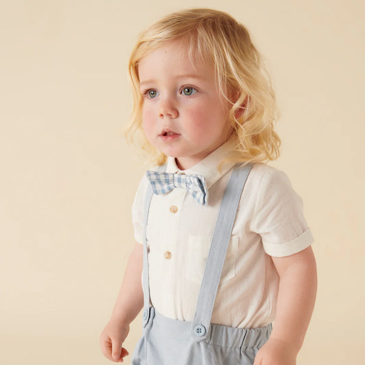 Designer Kidz / Archie Button Romper - Ivory