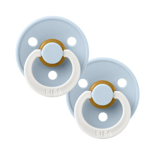 BIBS / Glow Dummy Round Nipple 2 Pack - Baby Blue