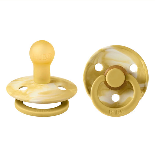 BIBS / Special Edition Dummy Round Nipple 2 Pack - Mustard Ivory Size 1