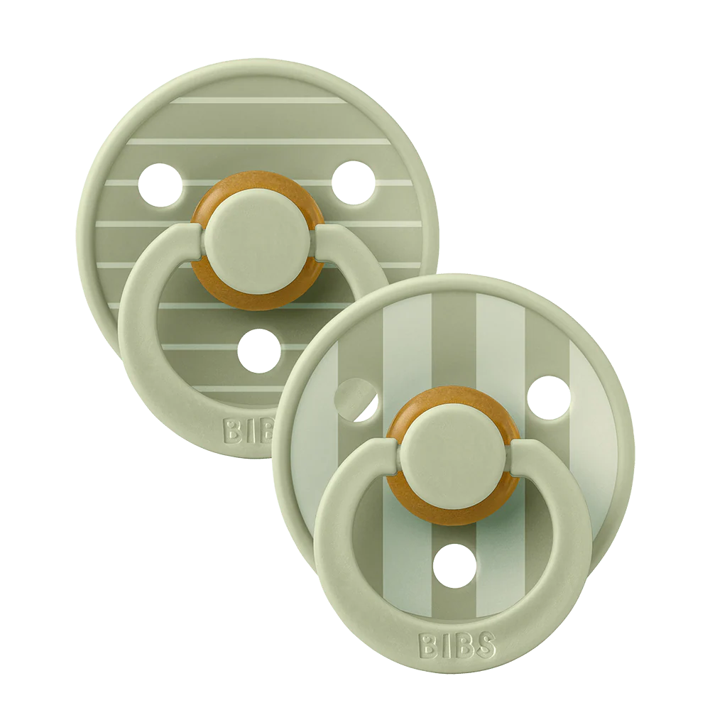 BIBS / Dummy Round Nipple 2 Pack - Pin Stripe Sage
