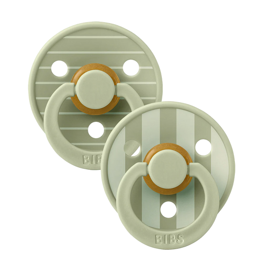 BIBS / Dummy Round Nipple 2 Pack - Pin Stripe Sage