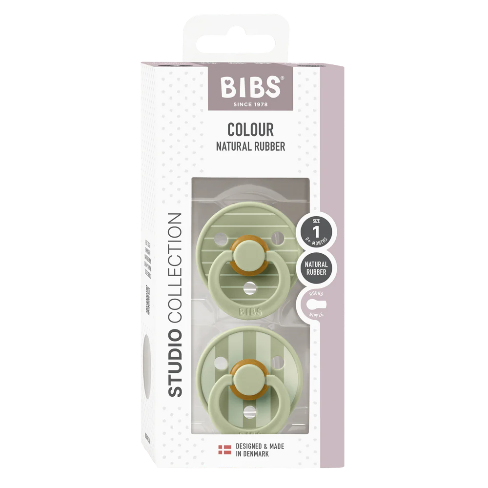 BIBS / Dummy Round Nipple 2 Pack - Pin Stripe Sage