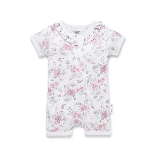 Aster & Oak  / Daisy Floral Short Sleeve Zip Romper