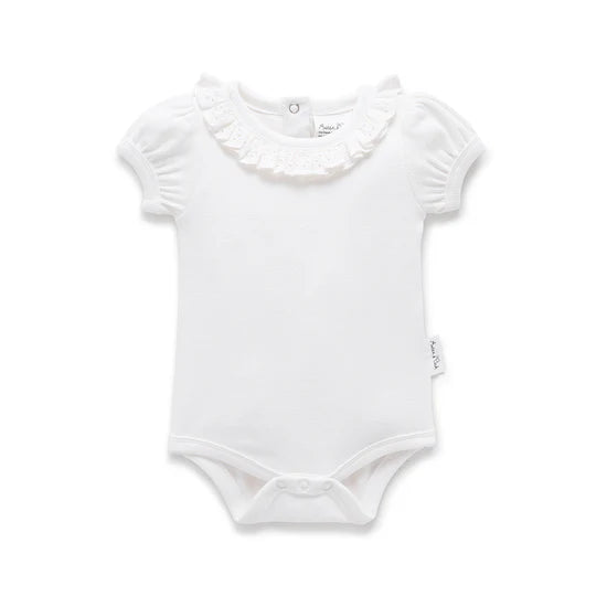Aster & Oak  /  White Ruffle Puff Onesie