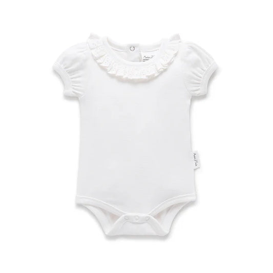 Aster & Oak  /  White Ruffle Puff Onesie