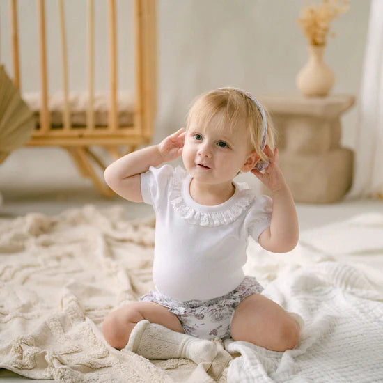 Aster & Oak  /  White Ruffle Puff Onesie