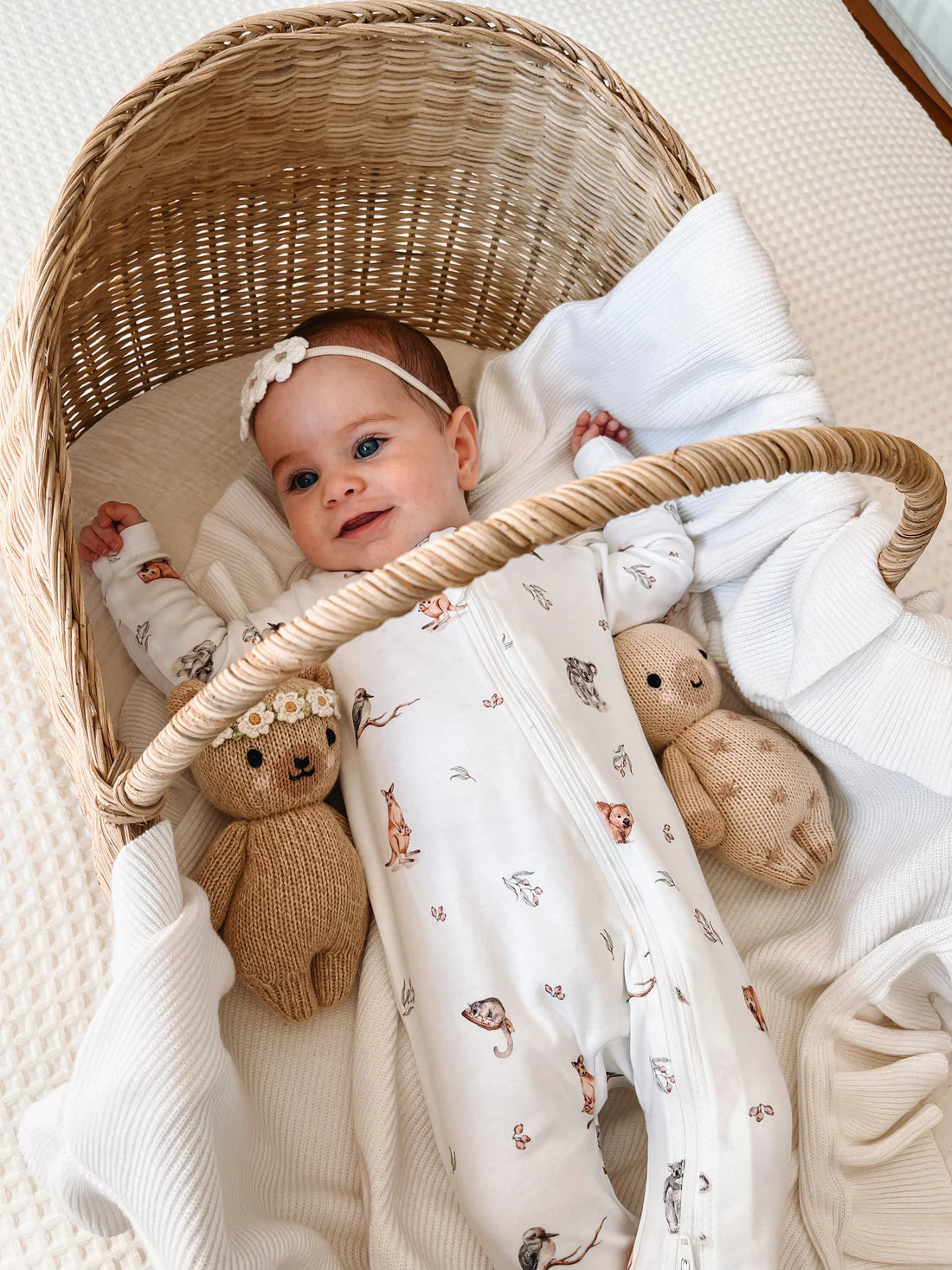 Aster & Oak  /  Native Animals Long Sleeve Zip  Romper