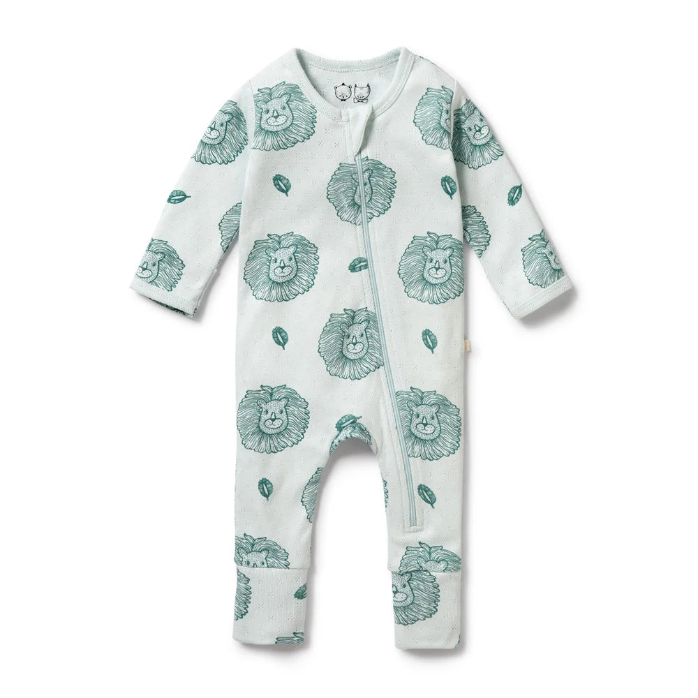 Wilson & Frenchy / Pointelle Little Lion Organic Zipsuit with Feet