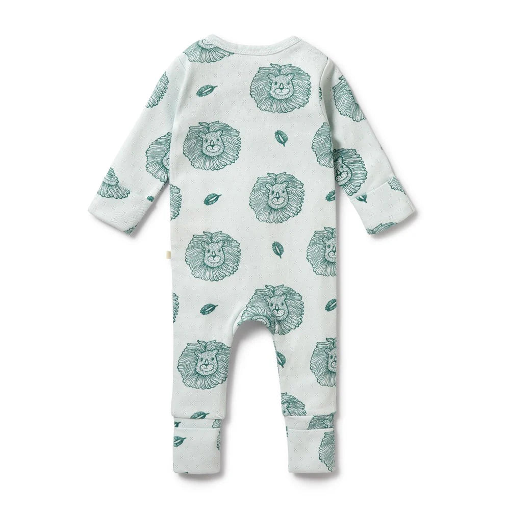 Wilson & Frenchy / Pointelle Little Lion Organic Zipsuit with Feet