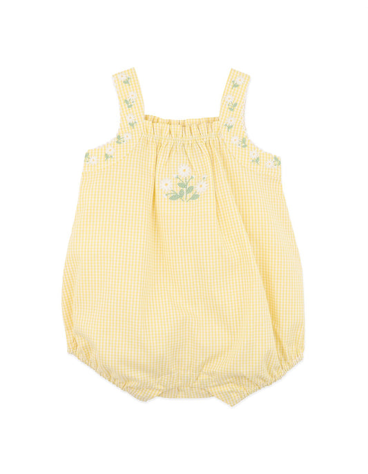 Bebe By Minihaha / Libby Check Romper with Emb Straps