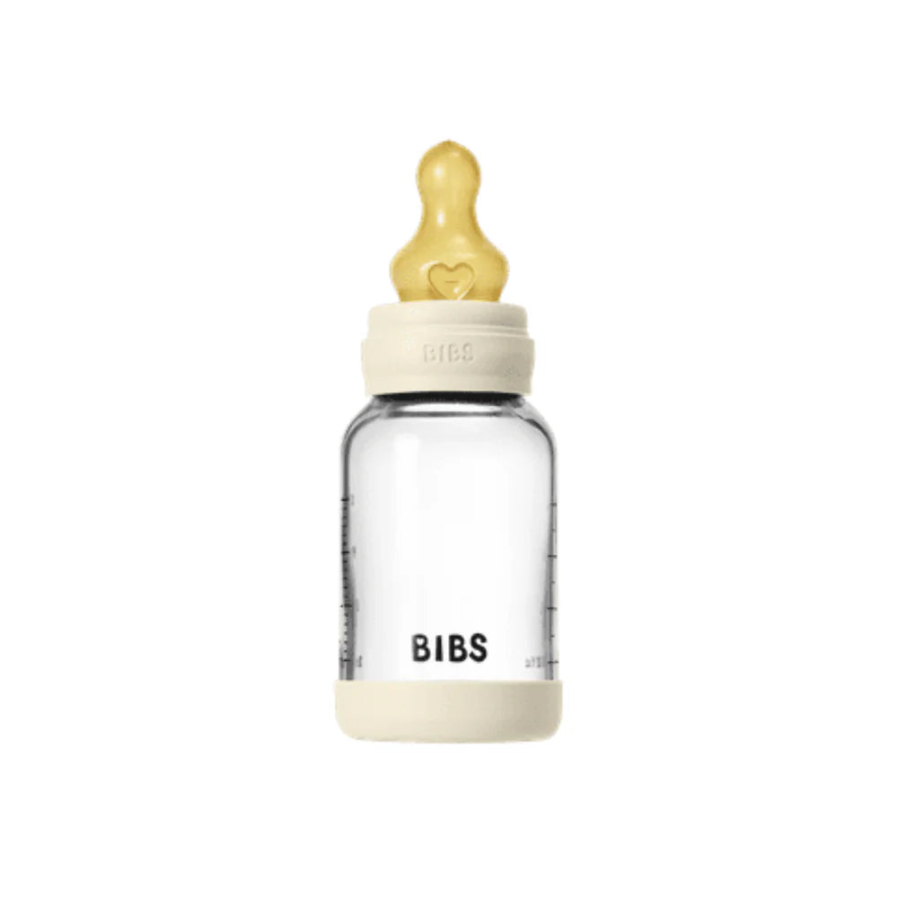 BIBS / Glass Bottle Round Nipple Slow Flow 120ml - Ivory