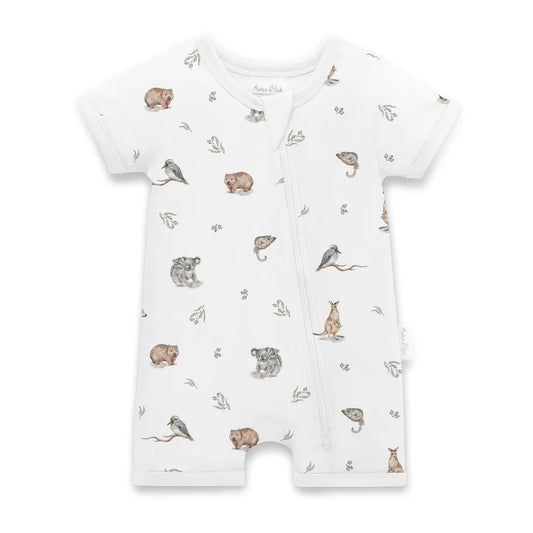 Aster & Oak / Native Animals SS Zip Romper