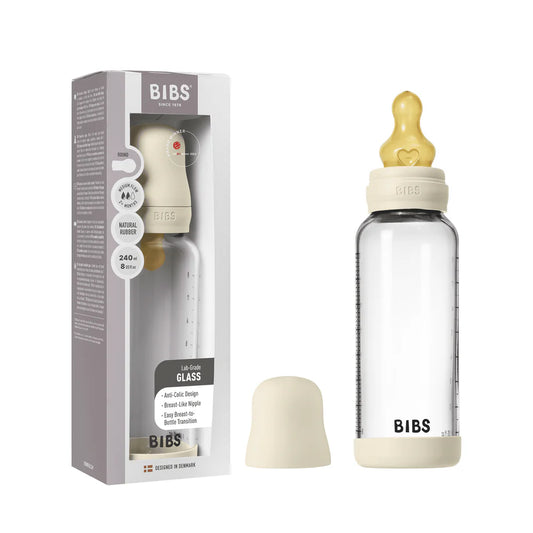 BIBS / Glass Bottle Round Nipple Medium Flow 240ml - Ivory