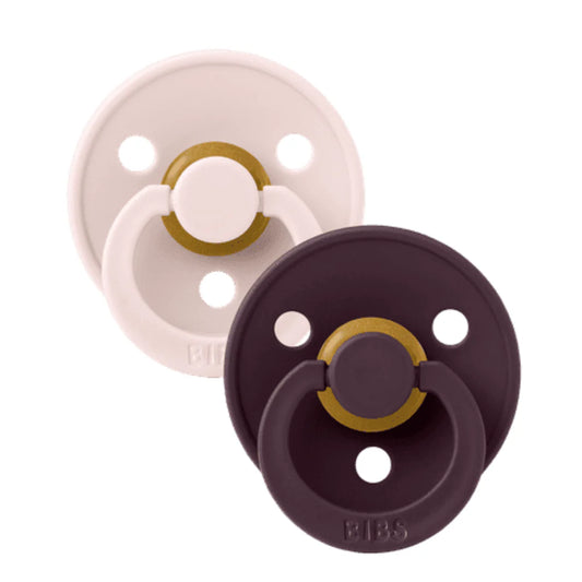 BIBS / Dummy Round Nipple 2 Pack - Petal/Plum