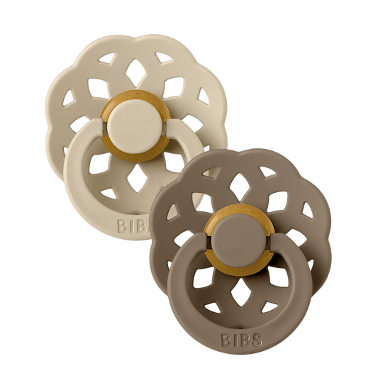 BIBS / Boheme Dummy Round Nipple 2 Pack - Vanilla/Dark Oak