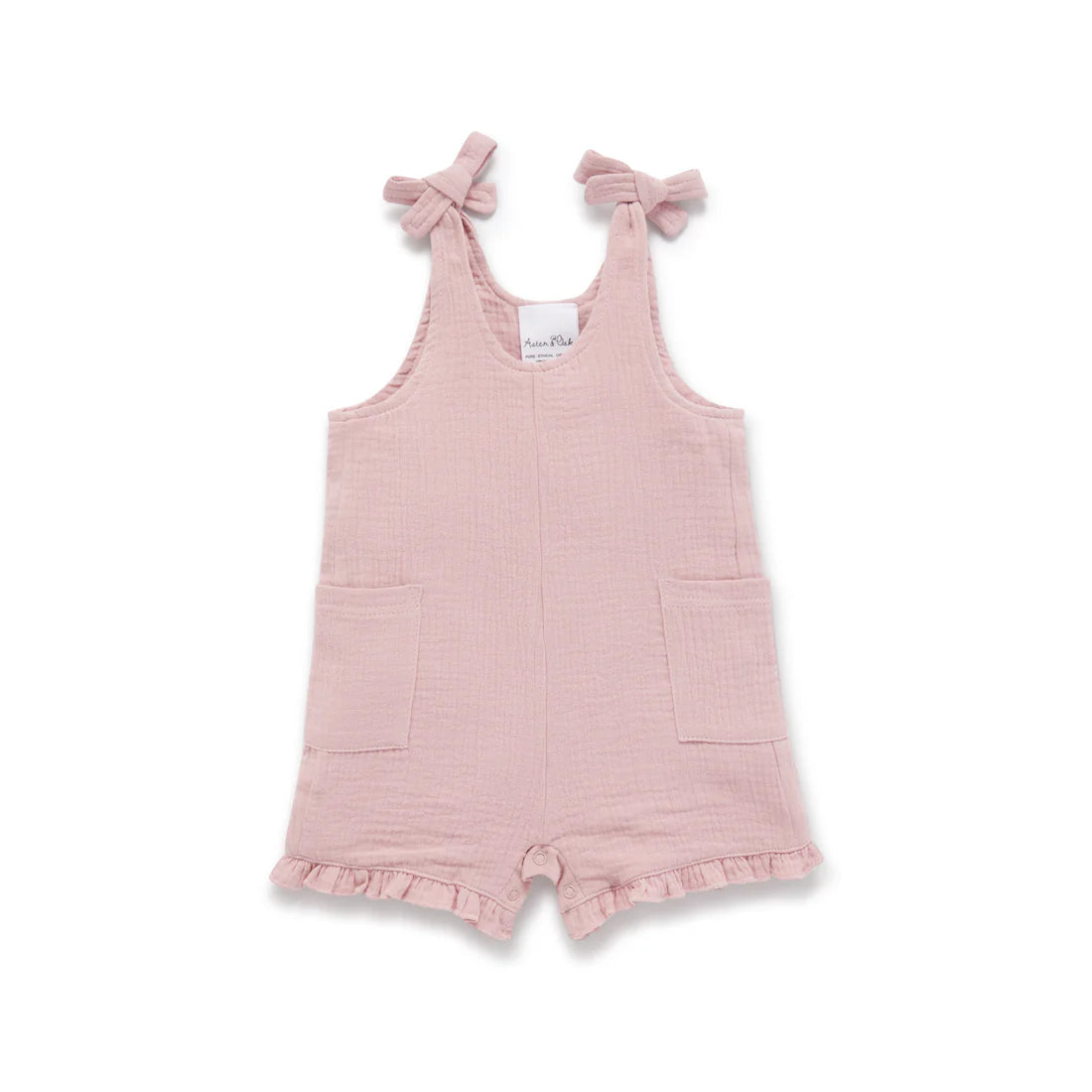 Aster & Oak / Pink / Muslin Tie Top Romper