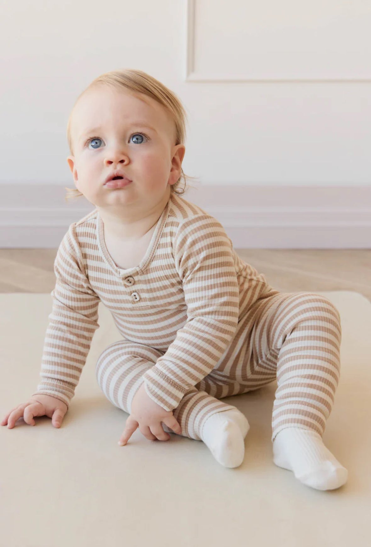 Jamie Kay / Long Sleeve Bodysuit - Narrow Stripe Baker/Cloud