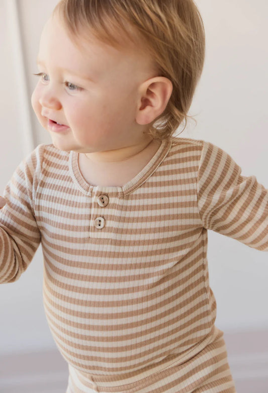 Jamie Kay / Long Sleeve Bodysuit - Narrow Stripe Baker/Cloud