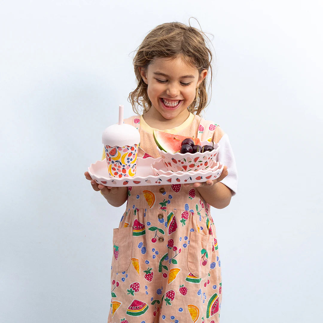 Chino Club / Silicone Bowl and Plate Set - Fruits Pink