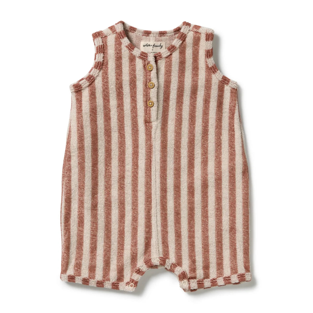 Wilson & Frenchy / Cherry Cola Stripe Organic Terry Growsuit