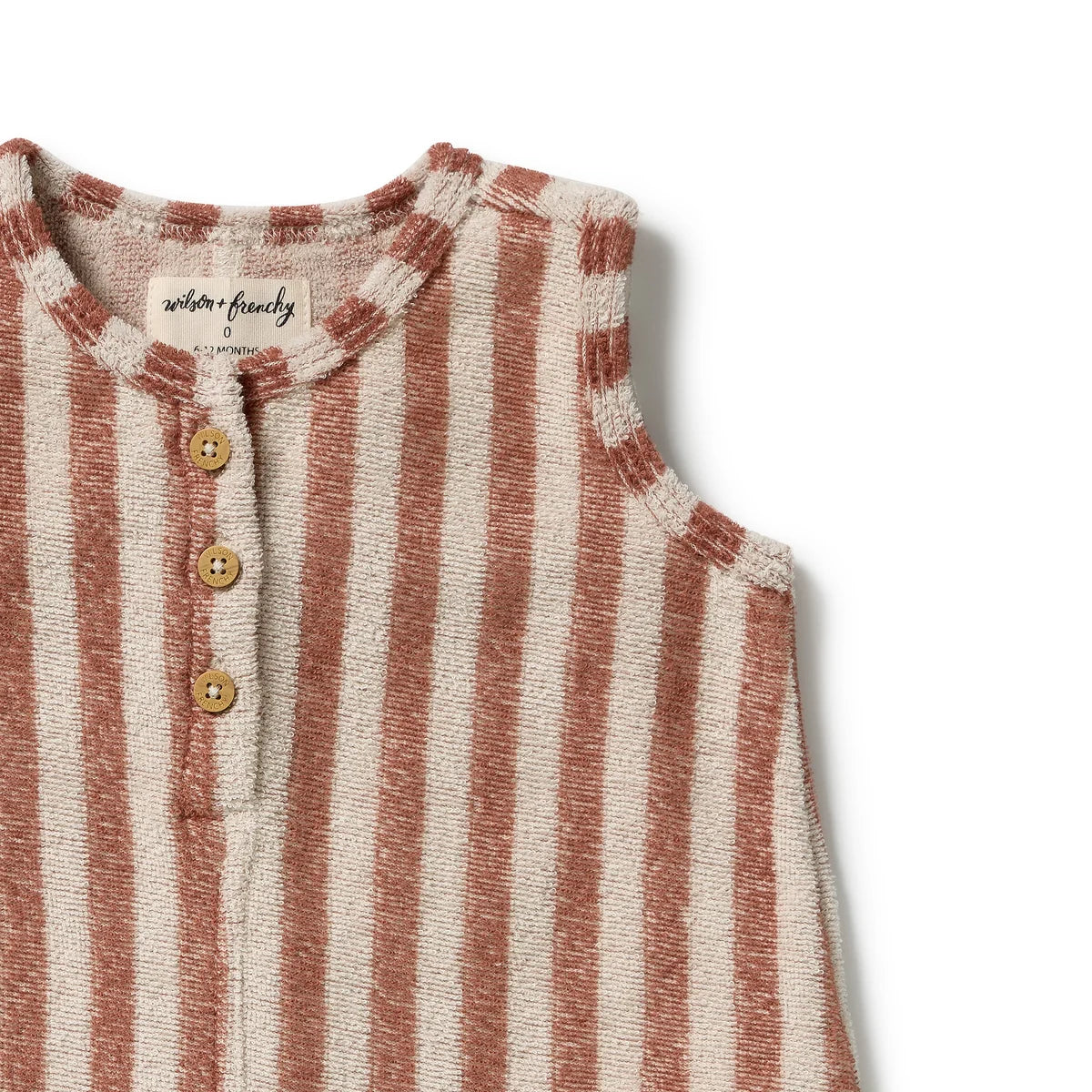 Wilson & Frenchy / Cherry Cola Stripe Organic Terry Growsuit