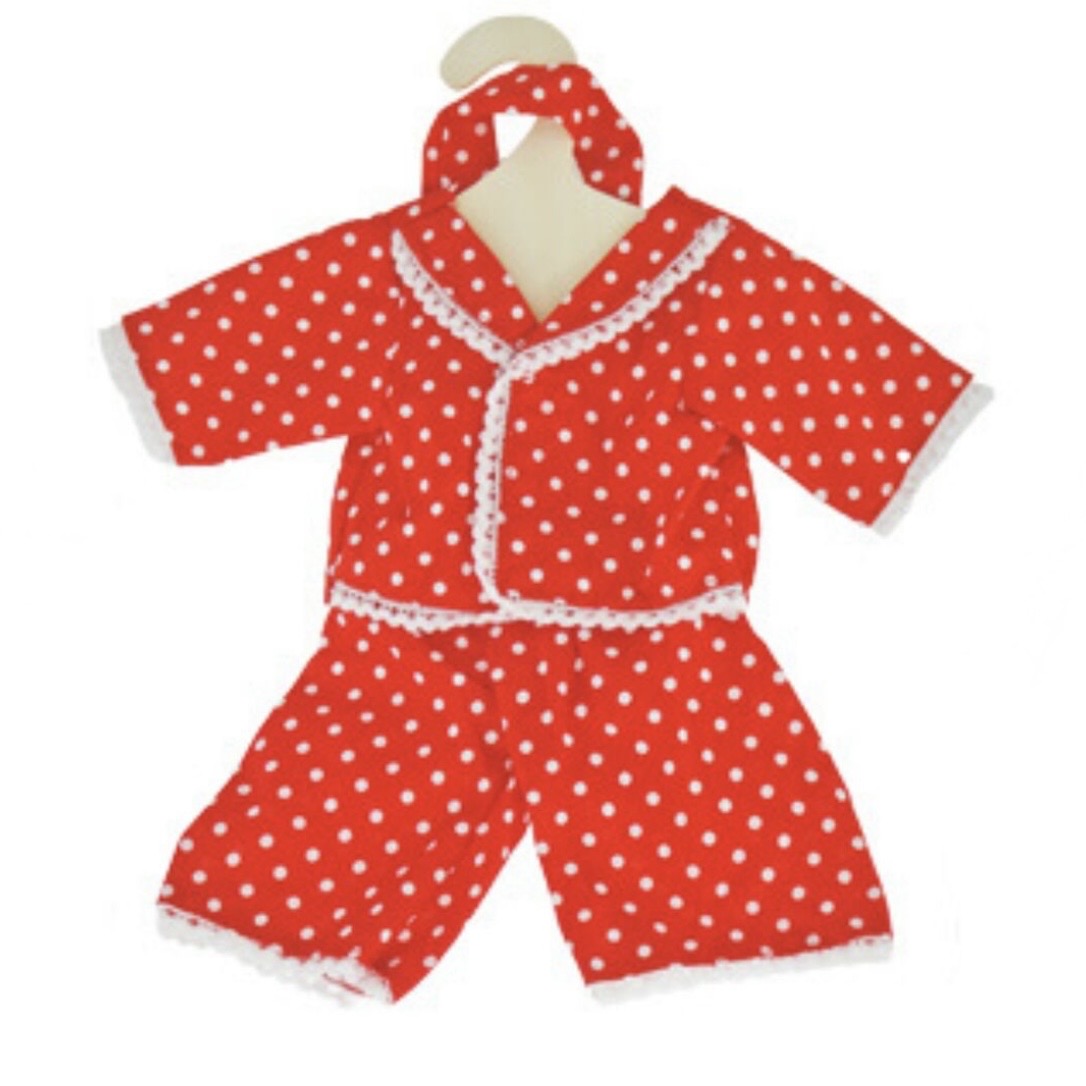 Hopscotch Doll / Doll Clothes - Red Polka Dot Pyjamas