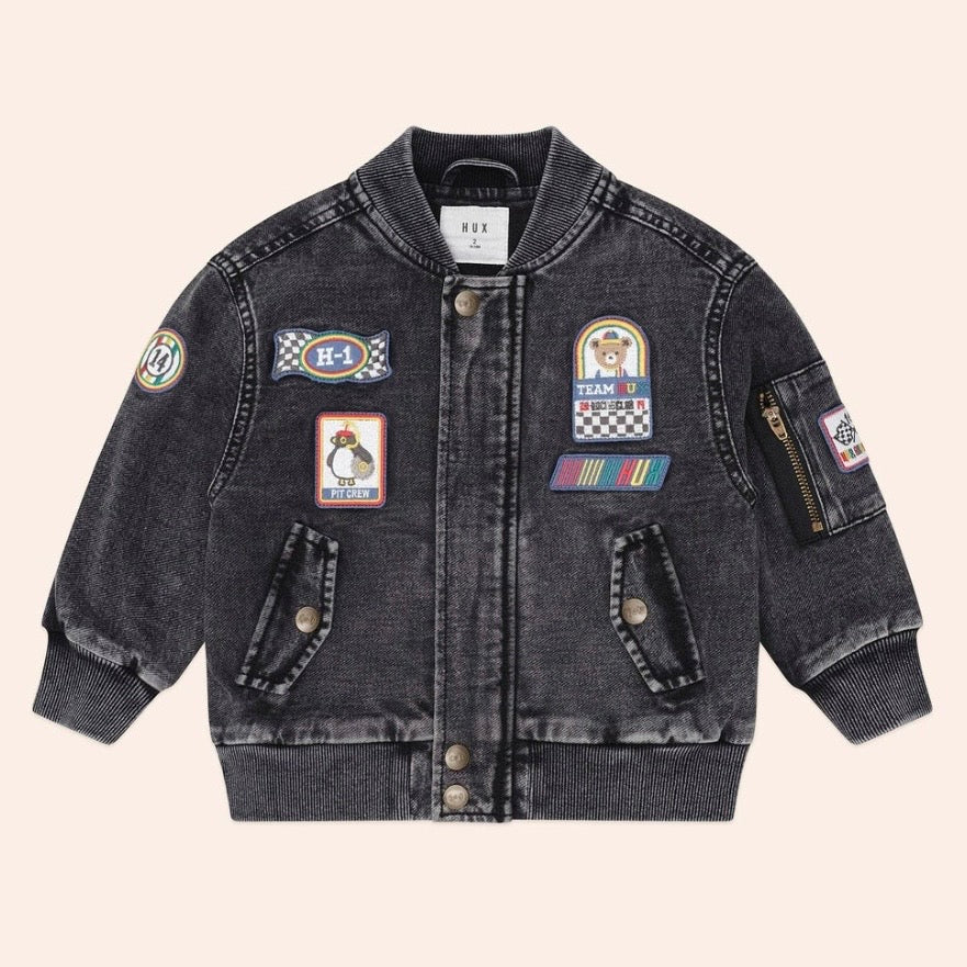Huxbaby / Black Knit Denim Patches Jacket