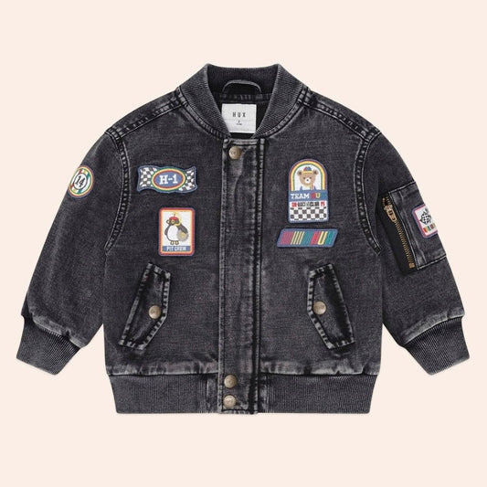 Huxbaby / Black Knit Denim Patches Jacket