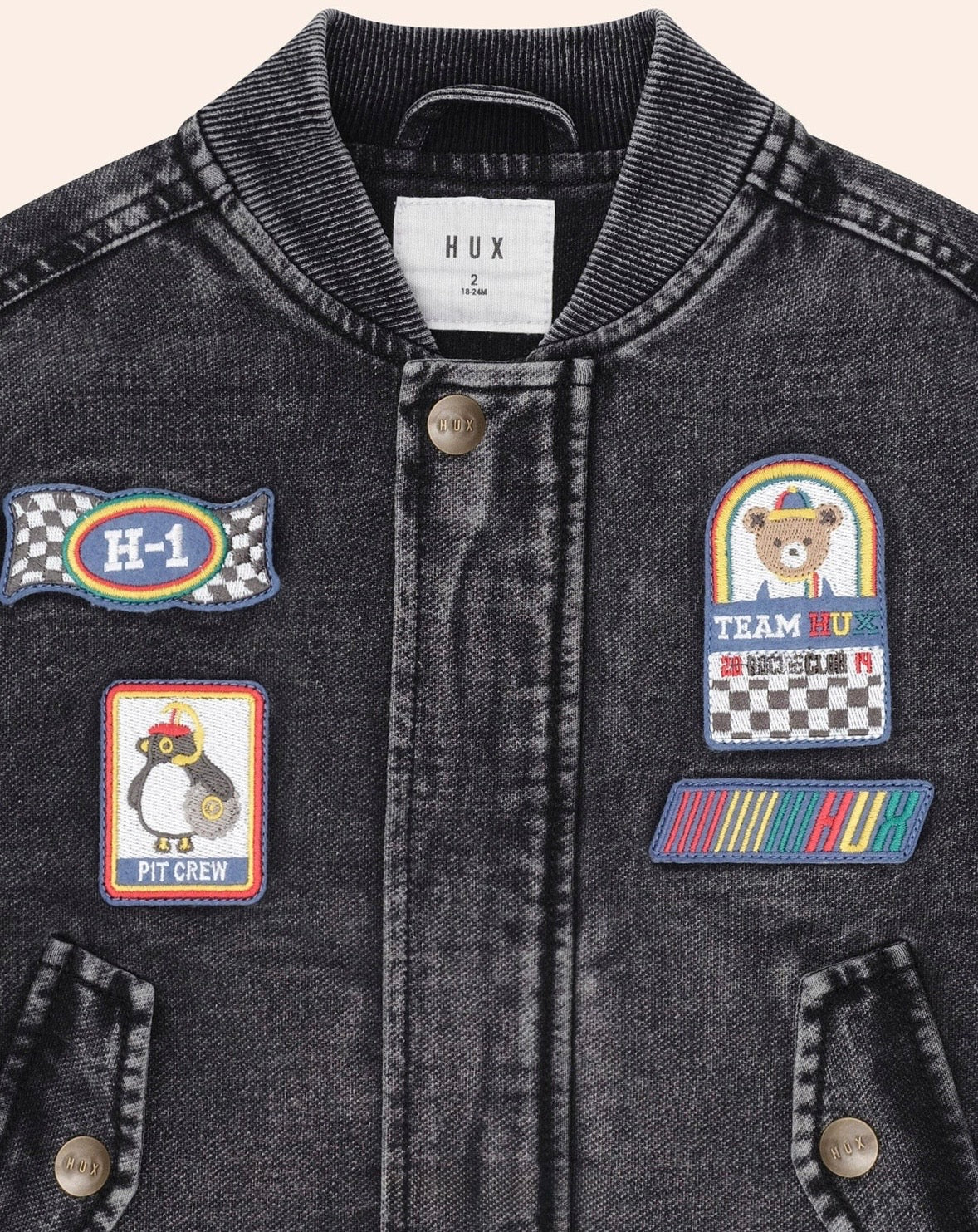 Huxbaby / Black Knit Denim Patches Jacket