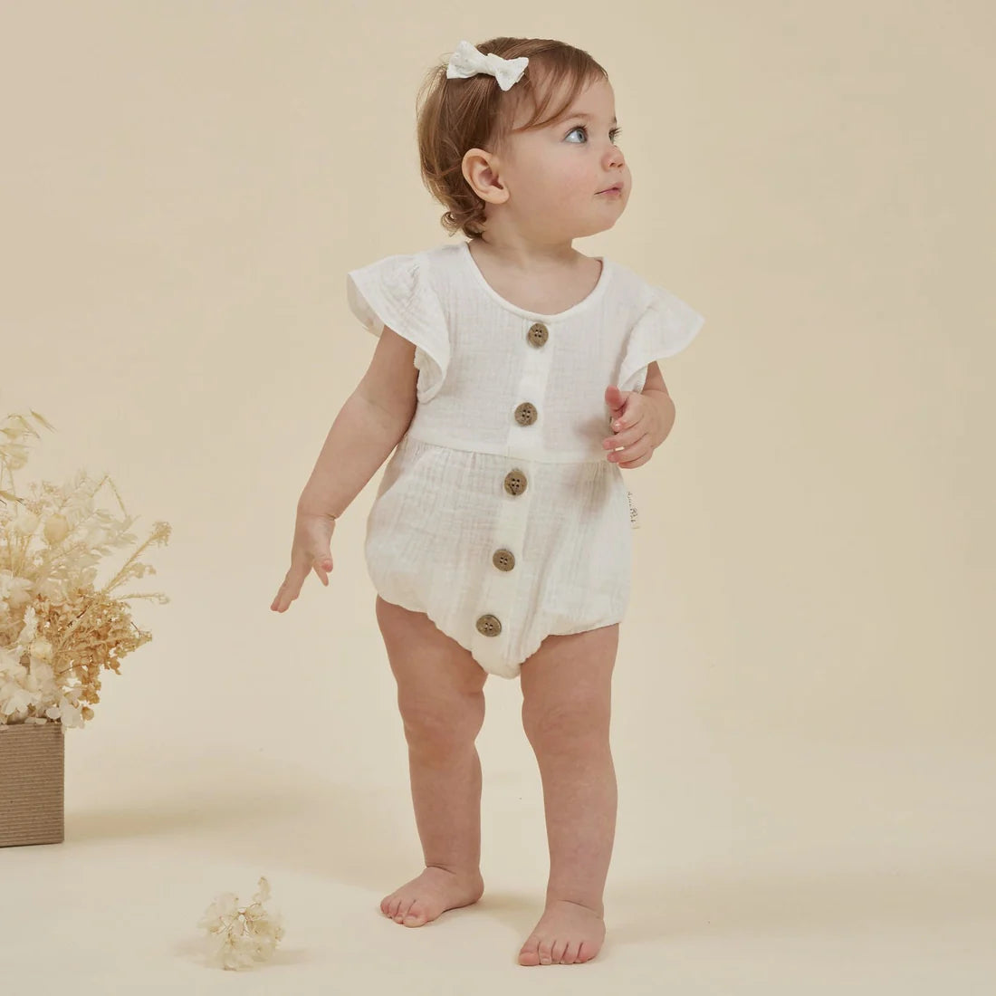 Aster & Oak / White / Muslin Bubble Romper