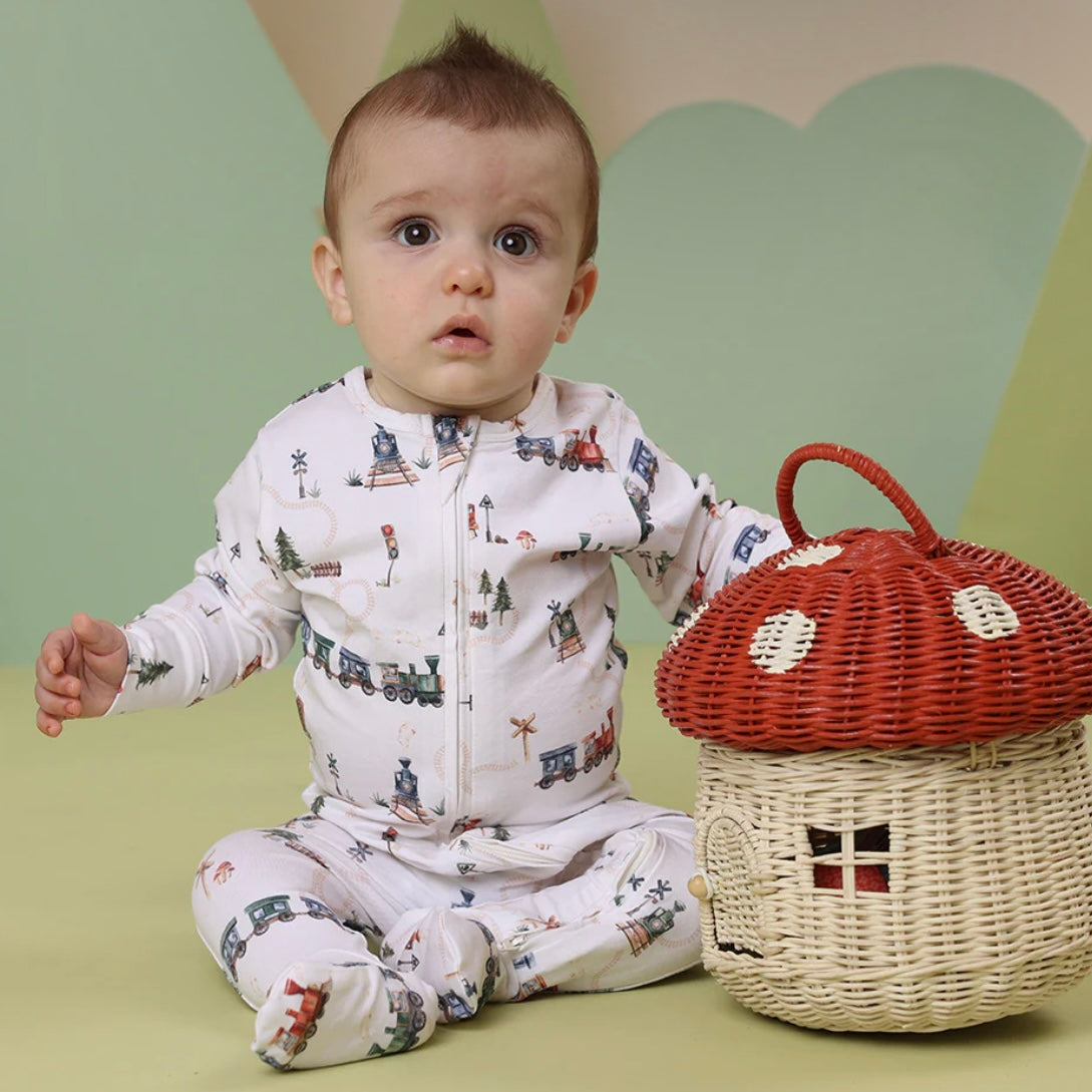 Snuggle Hunny / Snuggle Sleepsuit Zip Footie - Trains