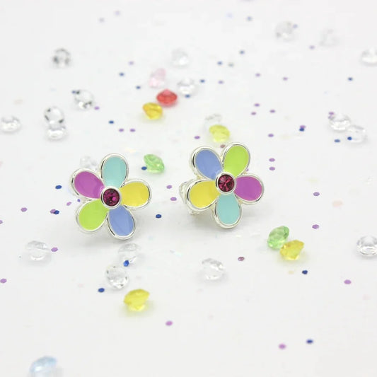 Lauren Hinkley / Rainbow Flower Clip-On Earrings