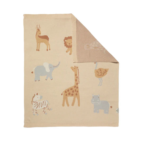 Living Textiles / Jacquard Pram Blanket Wild Safari