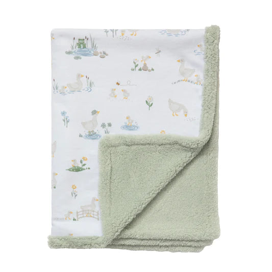 Living Textiles / Organic Jersey Sherpa Pram Blanket Goosey Goosey