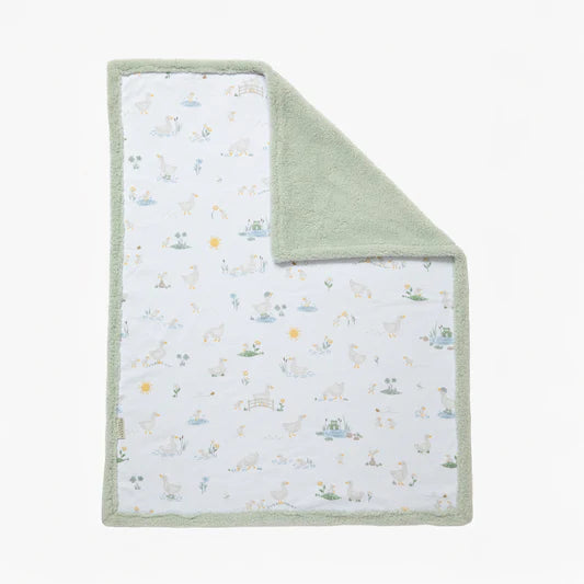 Living Textiles / Organic Jersey Sherpa Pram Blanket Goosey Goosey