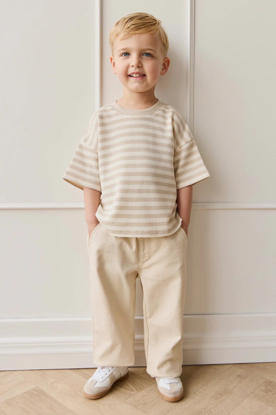 Jamie Kay / Waffle Leith Tee - Staple Stripe Oat/Cloud