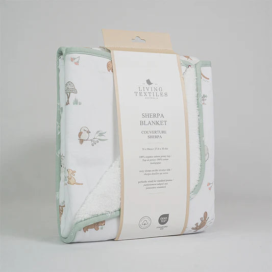 Living Textiles / Organic Jersey Sherpa Pram Blanket Australiana