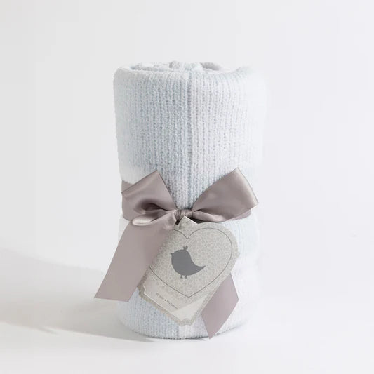 Living Textiles / Chenille Pram Blanket Blue Check