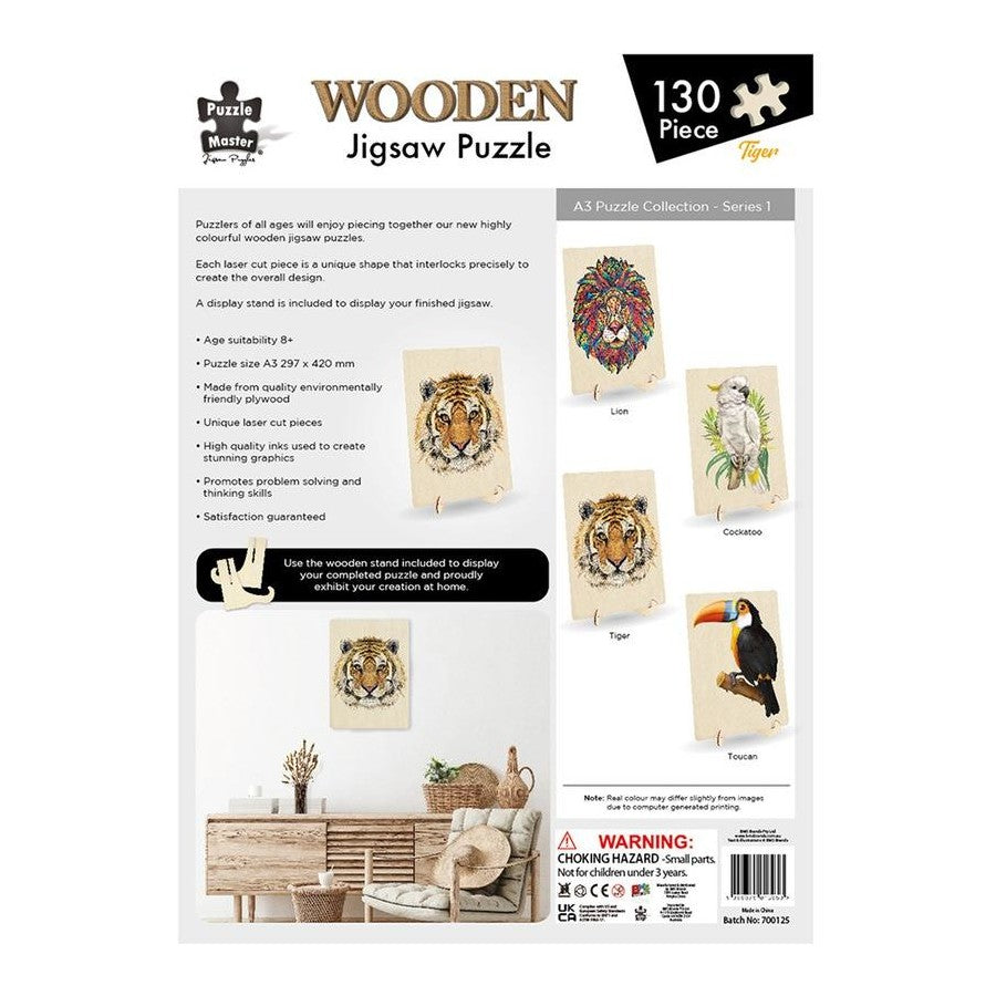 Puzzle Master / Wooden Jigsaw Puzzle - Tiger 130 Piece